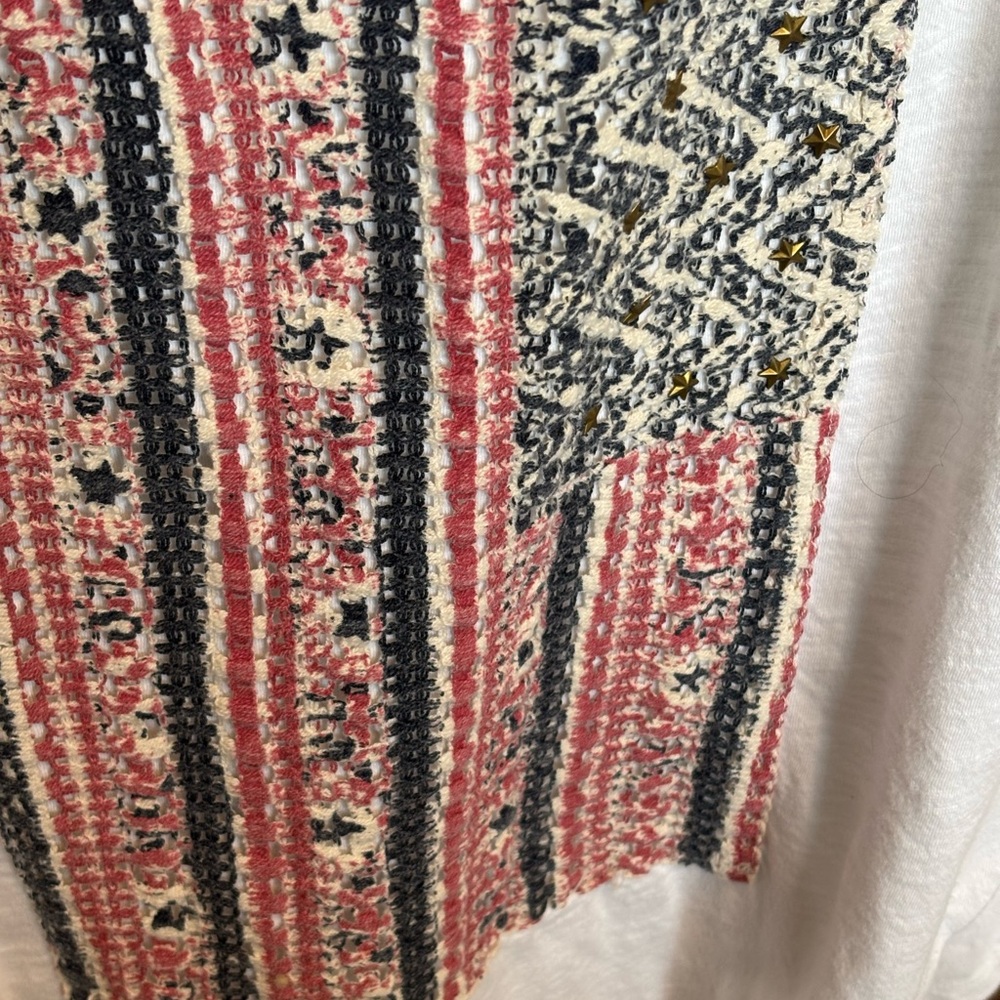 3X Lucky brand top , flag on it.